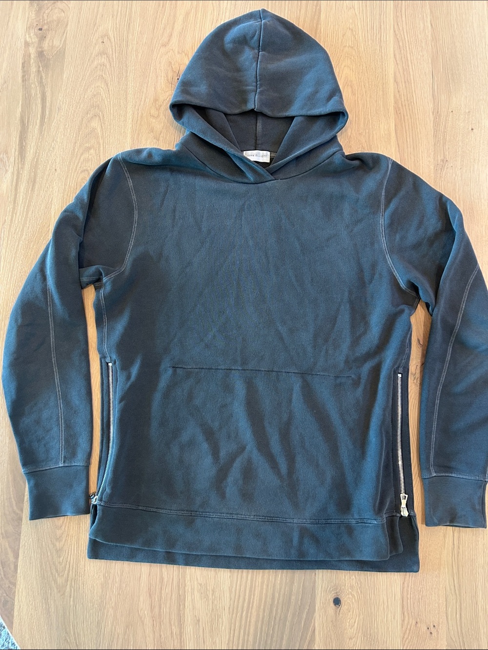 John Elliott Dark Navy Zip-Trim Hooded Sweatshirt